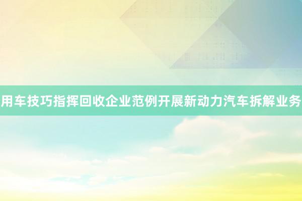 用车技巧指挥回收企业范例开展新动力汽车拆解业务