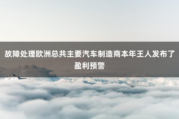 故障处理欧洲总共主要汽车制造商本年王人发布了盈利预警