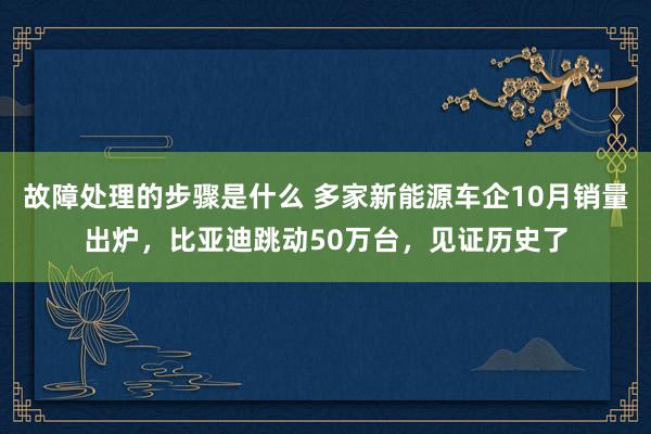 故障处理的步骤是什么 多家新能源车企10月销量出炉，比亚迪跳动50万台，见证历史了