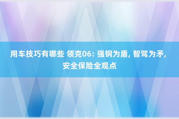 用车技巧有哪些 领克06: 强钢为盾, 智驾为矛, 安全保险全观点