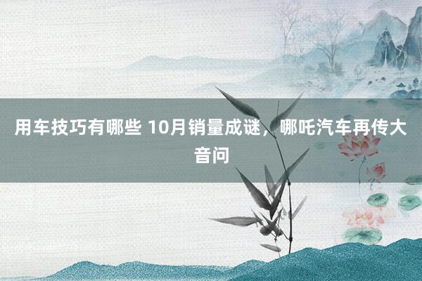 用车技巧有哪些 10月销量成谜，哪吒汽车再传大音问