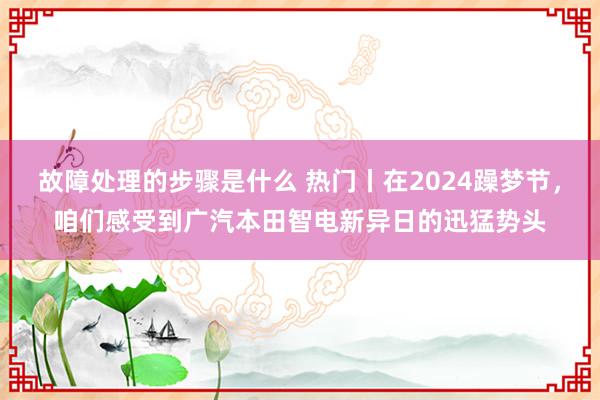 故障处理的步骤是什么 热门丨在2024躁梦节，咱们感受到广汽本田智电新异日的迅猛势头