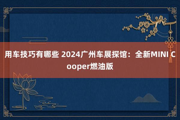 用车技巧有哪些 2024广州车展探馆：全新MINI Cooper燃油版