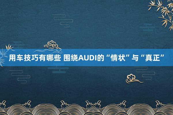 用车技巧有哪些 围绕AUDI的“情状”与“真正”