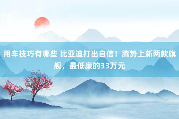 用车技巧有哪些 比亚迪打出自信！腾势上新两款旗舰，最低廉的33万元