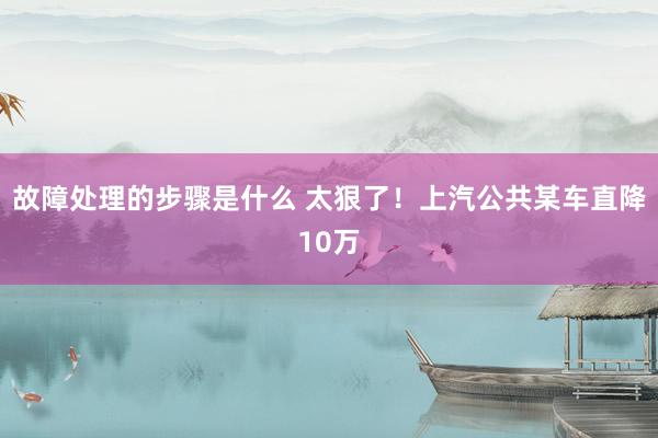 故障处理的步骤是什么 太狠了！上汽公共某车直降10万