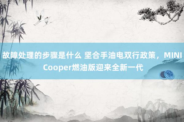 故障处理的步骤是什么 坚合手油电双行政策，MINI Cooper燃油版迎来全新一代