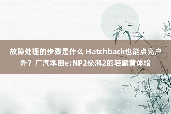 故障处理的步骤是什么 Hatchback也能点亮户外？广汽本田e:NP2极湃2的轻露营体验