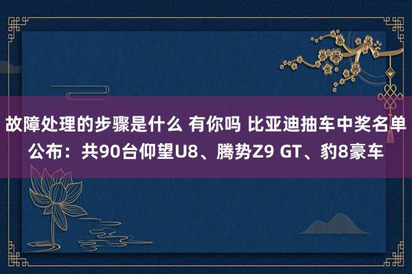 故障处理的步骤是什么 有你吗 比亚迪抽车中奖名单公布：共90台仰望U8、腾势Z9 GT、豹8豪车