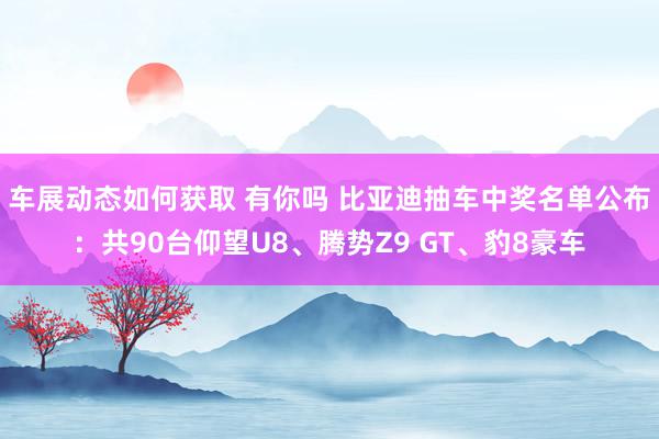 车展动态如何获取 有你吗 比亚迪抽车中奖名单公布：共90台仰望U8、腾势Z9 GT、豹8豪车