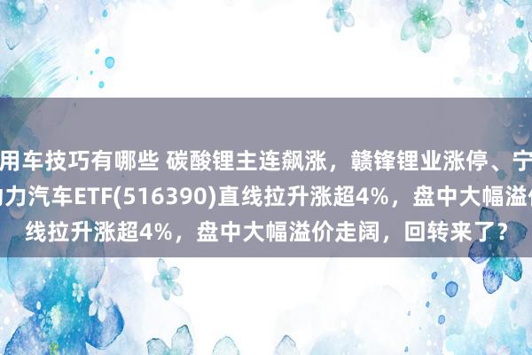 用车技巧有哪些 碳酸锂主连飙涨，赣锋锂业涨停、宁德期间涨3%，新动力汽车ETF(516390)直线拉升涨超4%，盘中大幅溢价走阔，回转来了？