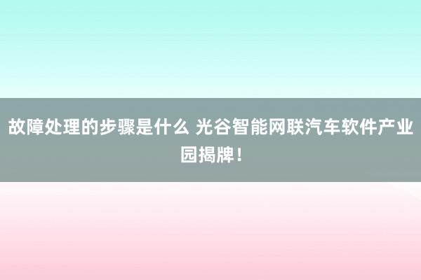 故障处理的步骤是什么 光谷智能网联汽车软件产业园揭牌！