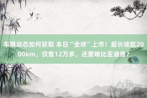 车展动态如何获取 本日“全球”上市！超长续航2000km，仅售12万多，还要啥比亚迪唐？