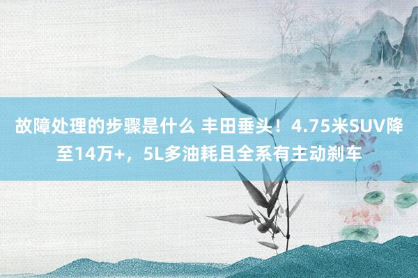 故障处理的步骤是什么 丰田垂头！4.75米SUV降至14万+，5L多油耗且全系有主动刹车