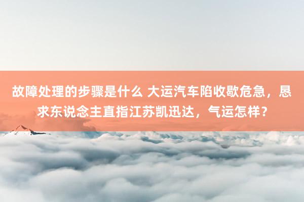 故障处理的步骤是什么 大运汽车陷收歇危急，恳求东说念主直指江苏凯迅达，气运怎样？