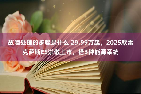 故障处理的步骤是什么 29.99万起，2025款雷克萨斯ES崇敬上市，搭3种能源系统