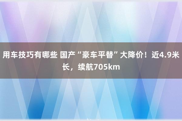 用车技巧有哪些 国产“豪车平替”大降价！近4.9米长，续航705km