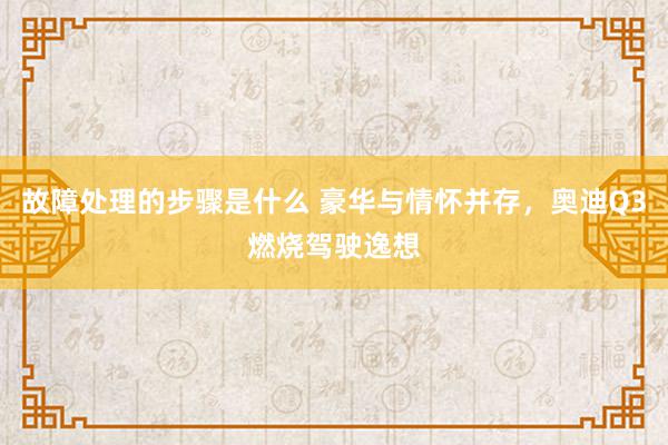 故障处理的步骤是什么 豪华与情怀并存，奥迪Q3燃烧驾驶逸想