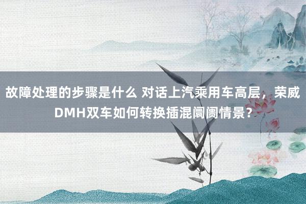 故障处理的步骤是什么 对话上汽乘用车高层，荣威DMH双车如何转换插混阛阓情景？