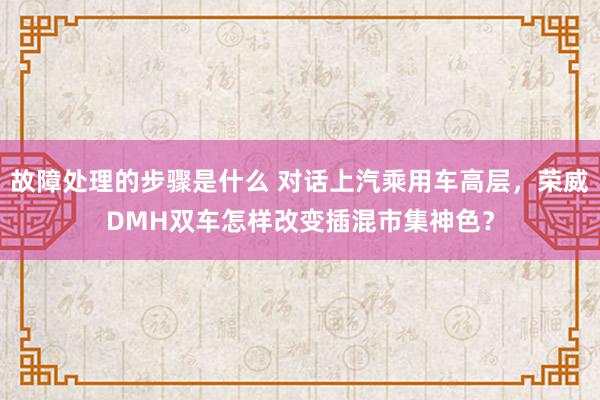 故障处理的步骤是什么 对话上汽乘用车高层，荣威DMH双车怎样改变插混市集神色？