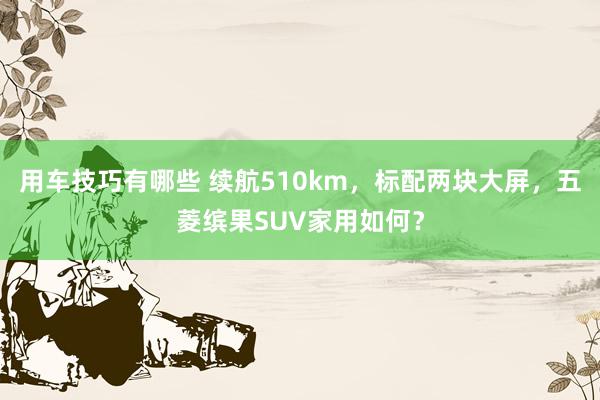 用车技巧有哪些 续航510km，标配两块大屏，五菱缤果SUV家用如何？