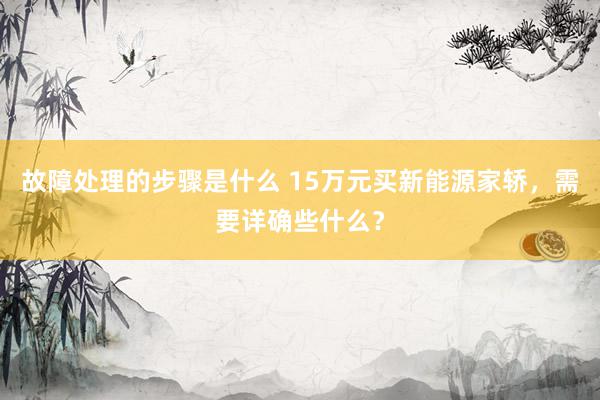 故障处理的步骤是什么 15万元买新能源家轿，需要详确些什么？