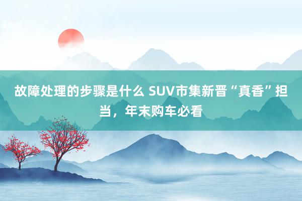 故障处理的步骤是什么 SUV市集新晋“真香”担当，年末购车必看