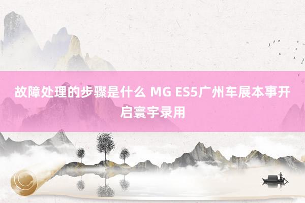 故障处理的步骤是什么 MG ES5广州车展本事开启寰宇录用