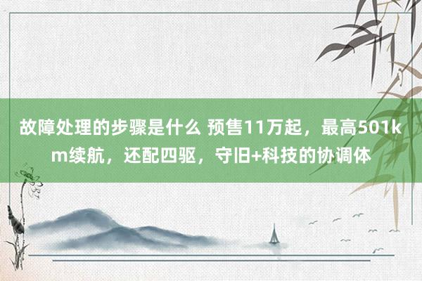 故障处理的步骤是什么 预售11万起，最高501km续航，还配四驱，守旧+科技的协调体