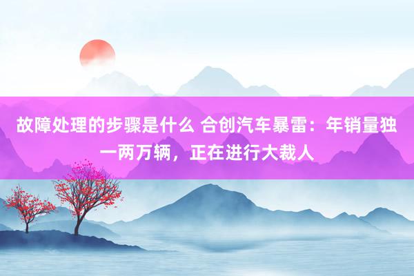 故障处理的步骤是什么 合创汽车暴雷：年销量独一两万辆，正在进行大裁人