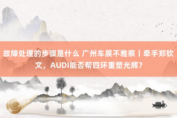 故障处理的步骤是什么 广州车展不雅察丨牵手郑钦文，AUDI能否帮四环重塑光辉？