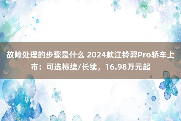 故障处理的步骤是什么 2024款江铃羿Pro轿车上市：可选标续/长续，16.98万元起