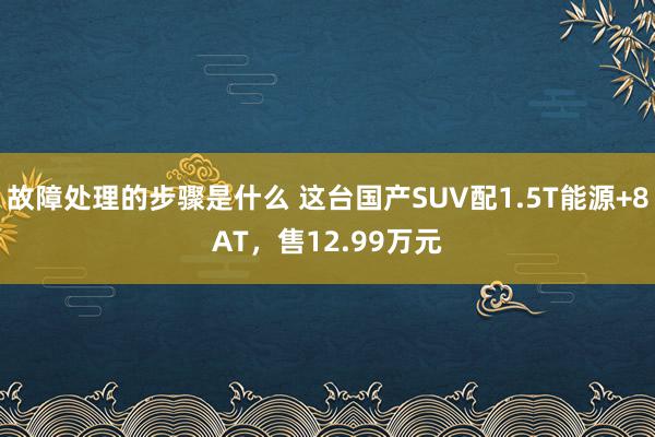 故障处理的步骤是什么 这台国产SUV配1.5T能源+8AT，售12.99万元