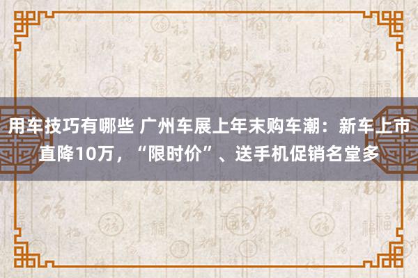 用车技巧有哪些 广州车展上年末购车潮：新车上市直降10万，“限时价”、送手机促销名堂多