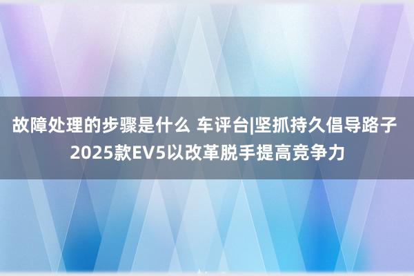 故障处理的步骤是什么 车评台|坚抓持久倡导路子 2025款EV5以改革脱手提高竞争力