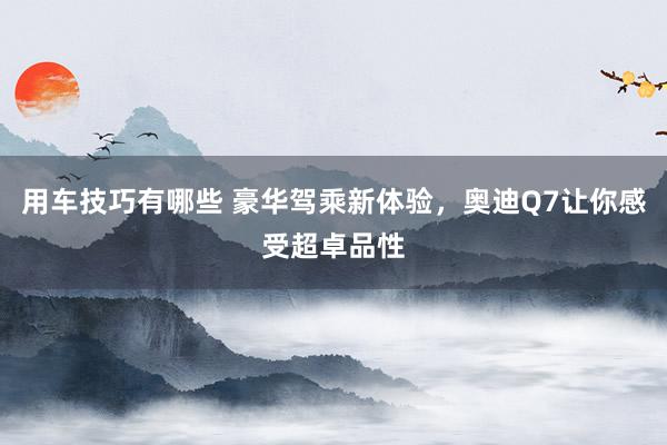 用车技巧有哪些 豪华驾乘新体验，奥迪Q7让你感受超卓品性