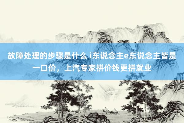 故障处理的步骤是什么 i东说念主e东说念主皆是一口价，上汽专家拼价钱更拼就业