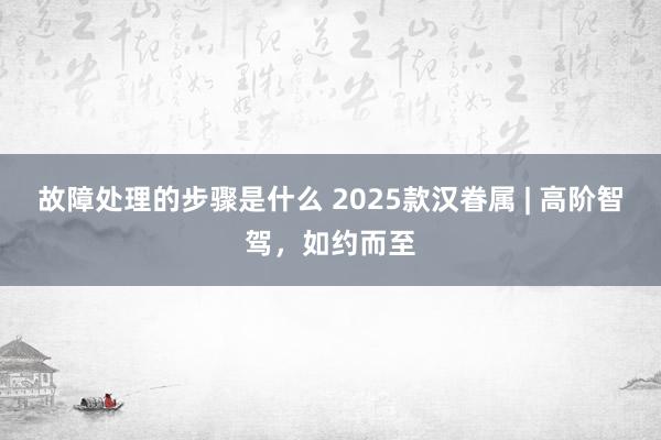 故障处理的步骤是什么 2025款汉眷属 | 高阶智驾，如约而至