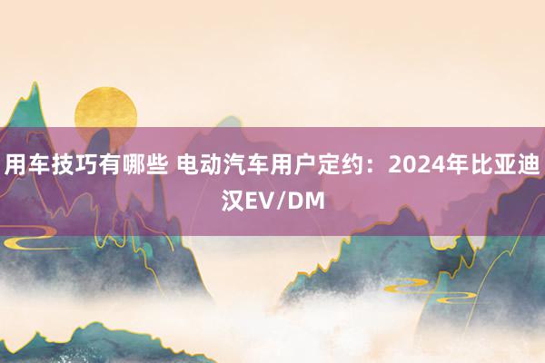 用车技巧有哪些 电动汽车用户定约：2024年比亚迪汉EV/DM