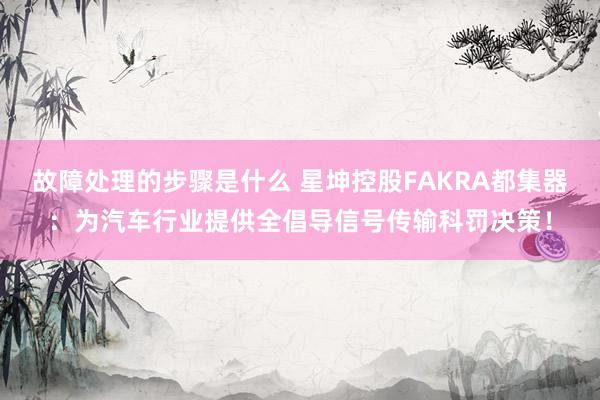 故障处理的步骤是什么 星坤控股FAKRA都集器：为汽车行业提供全倡导信号传输科罚决策！