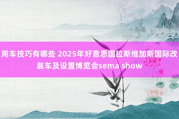 用车技巧有哪些 2025年好意思国拉斯维加斯国际改装车及设置博览会sema show