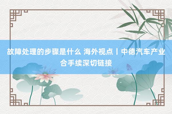 故障处理的步骤是什么 海外视点丨中德汽车产业合手续深切链接