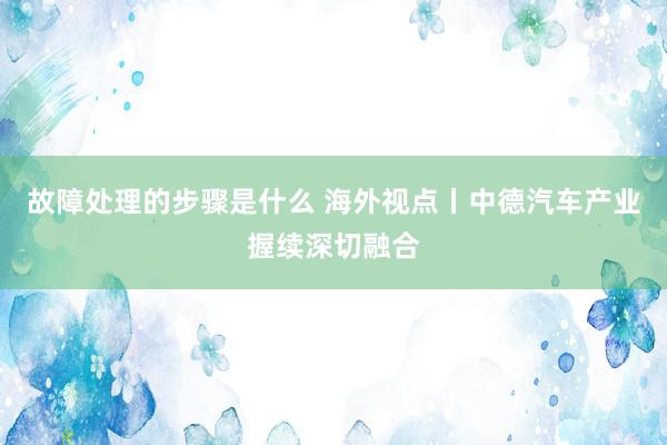 故障处理的步骤是什么 海外视点丨中德汽车产业握续深切融合