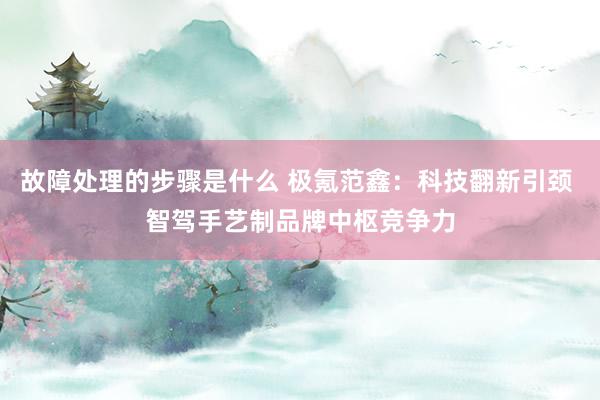 故障处理的步骤是什么 极氪范鑫：科技翻新引颈 智驾手艺制品牌中枢竞争力