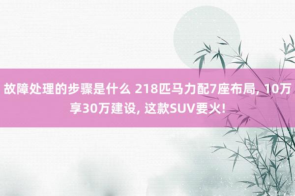 故障处理的步骤是什么 218匹马力配7座布局, 10万享30万建设, 这款SUV要火!