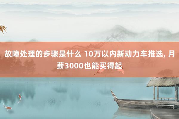 故障处理的步骤是什么 10万以内新动力车推选, 月薪3000也能买得起