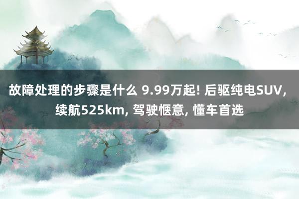 故障处理的步骤是什么 9.99万起! 后驱纯电SUV, 续航525km, 驾驶惬意, 懂车首选