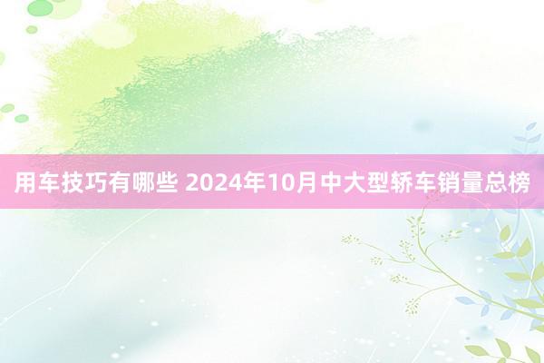 用车技巧有哪些 2024年10月中大型轿车销量总榜