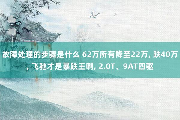 故障处理的步骤是什么 62万所有降至22万, 跌40万, 飞驰才是暴跌王啊, 2.0T、9AT四驱