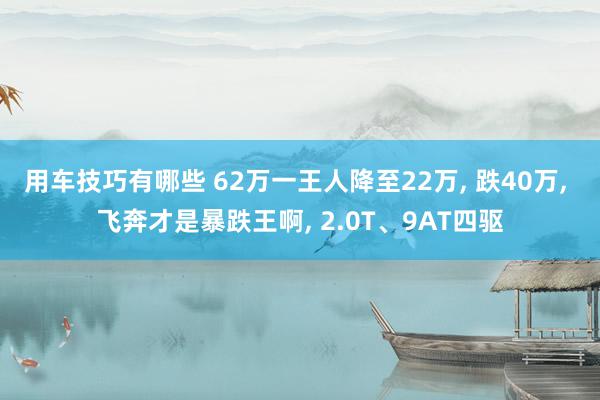 用车技巧有哪些 62万一王人降至22万, 跌40万, 飞奔才是暴跌王啊, 2.0T、9AT四驱